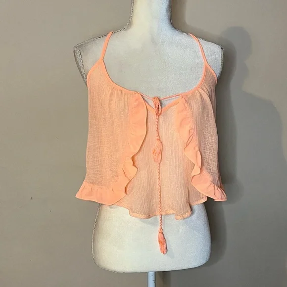 ⭐️3 For $25 Lush Peach Ruffle Women's Top - Picture 2 of 8